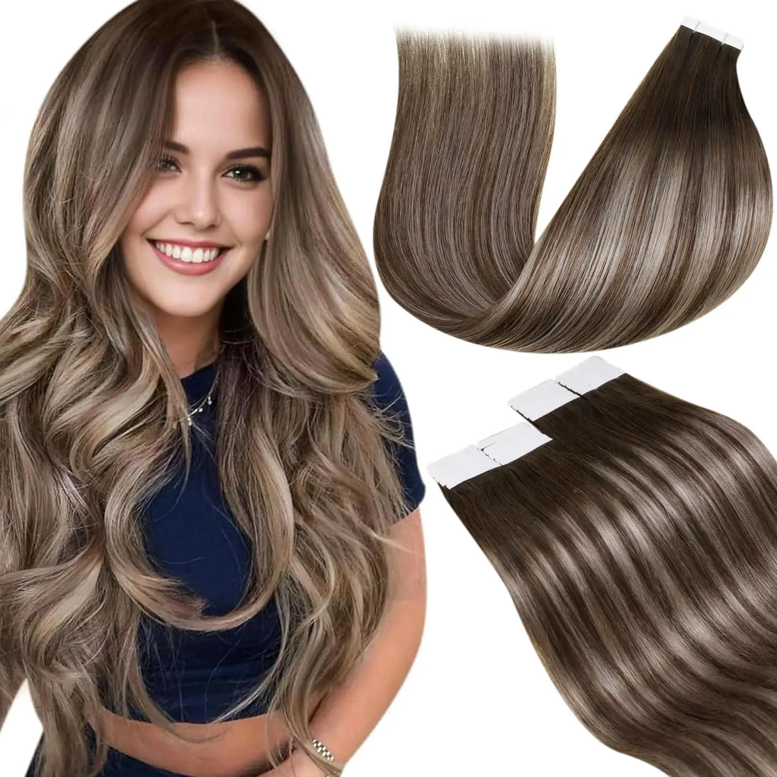 

Brazilian Straight 100% Human Hair Tap In Extensions 12-26 Inch Wefts For Women Layered Blends Natural Black 1B Color
