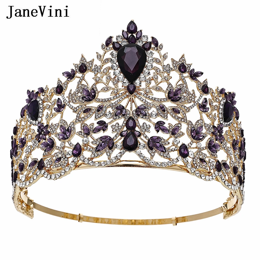 Imagem -05 - Janevmini-sparkly Europeu Coroas Vermelhas e Tiaras para Casamento Cabelo Jóias Hairwear Ornamental Coroa Ornamental Miss Universo