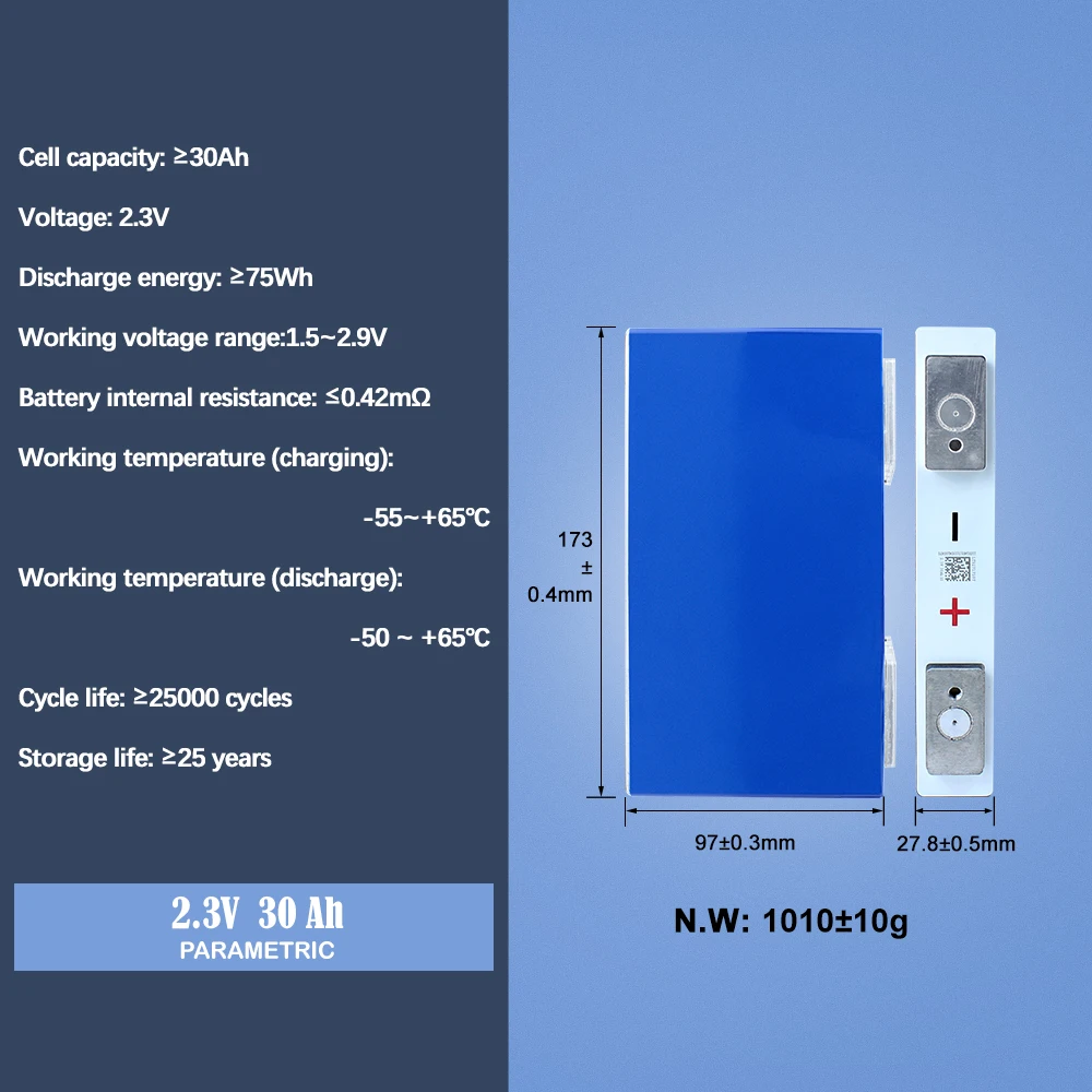 LTO Yinglong 2.3V 30Ah Prismatic Rechargeable Original Cell6-24 PCS For DIY Solar Energy Storage Battery Pack EV Golf Cart