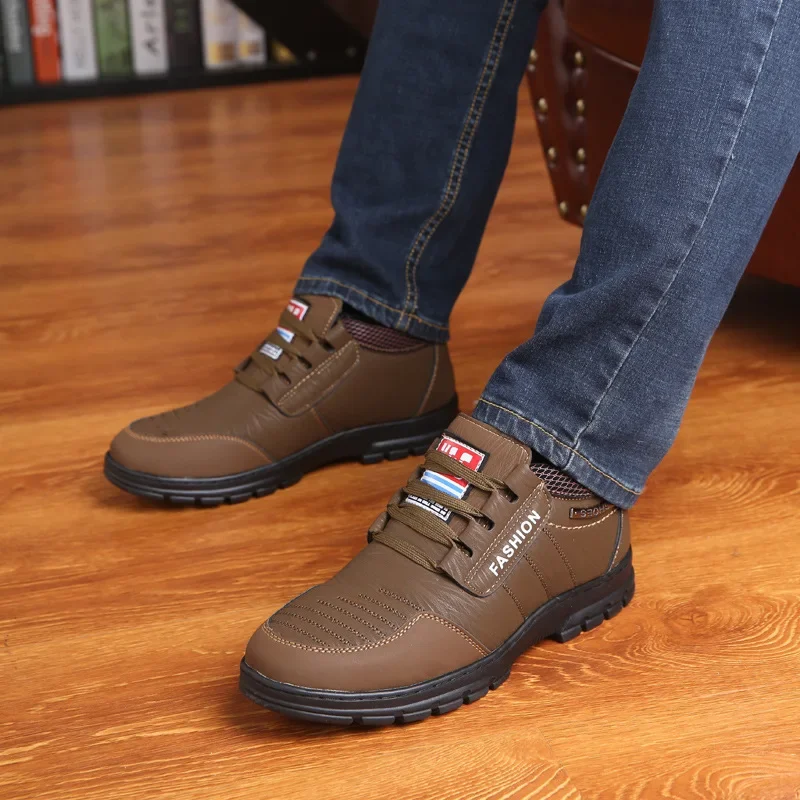 Genuine Leather Men Shoes Platform Casual Shoes  Winter Outdoor Walking Hiking Shoe Fashion Male Business Sneakers Zapatos 2024