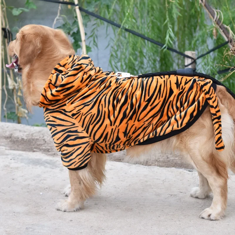 Autumn/Winter Hooded Dog Costume Tigers Dinosaur Transformation For Golden Retrievers Labradors Medium To Large Dog Pet Clothing