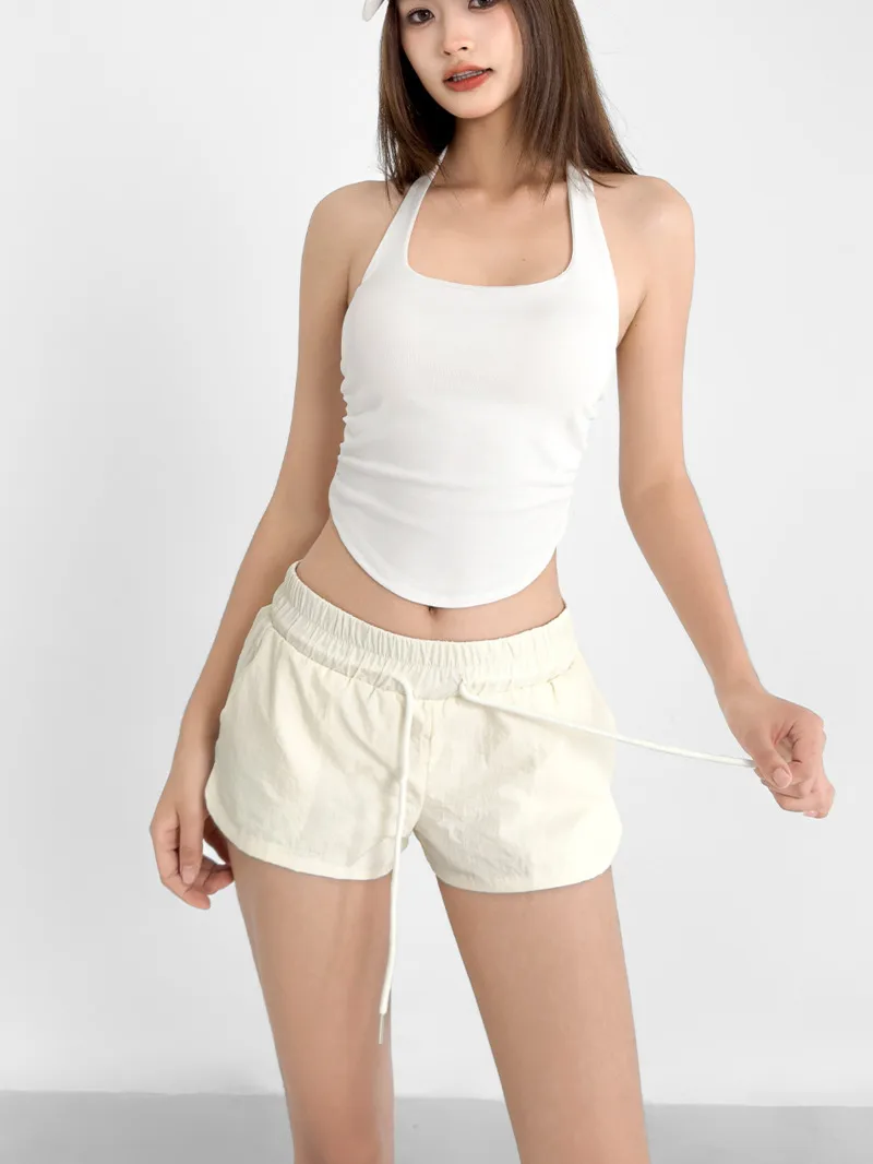 Zomer Amerikaanse Stijl Lage Taille Sneldrogende Shorts Vrouwen Sexy Pittig Meisje Met Trekkoord Losse Casual Veelzijdige Shorts F192