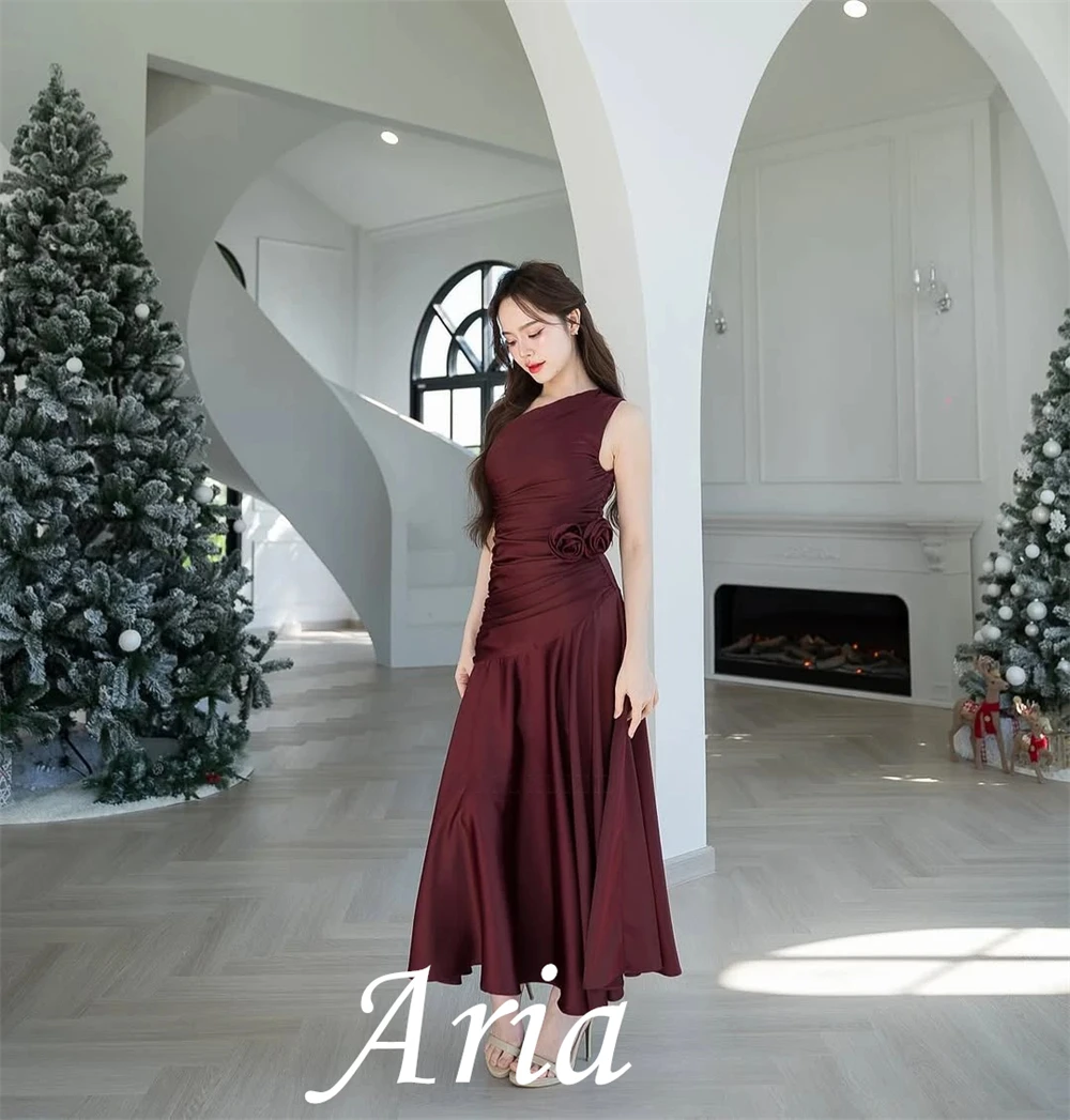 Customized  Exquisite Flowers Evening Dress Graceful A-Line Celebrity Gowns Delicate One Shoulder Sleeveless Homecoming