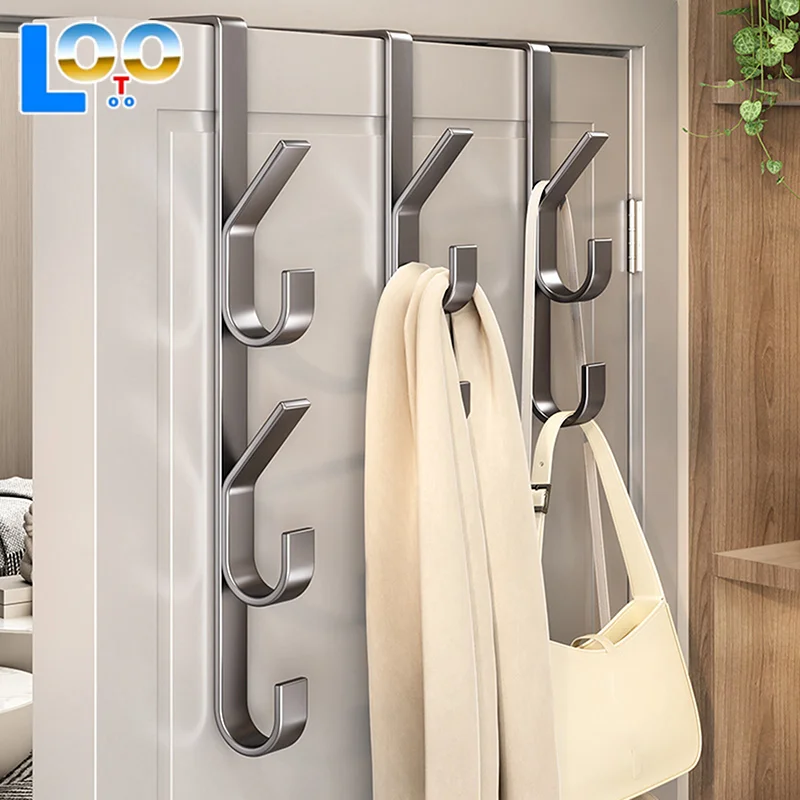 خطاف باب سهل التركيب - رف معطف معدني قوي، مناسب للملابس والقبعات والحقائب - تصميم موفر للمساحة، مناسب لغرفة النوم