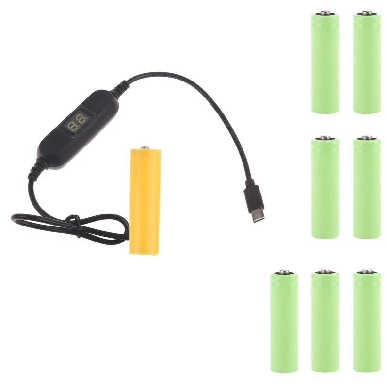 Type-C AA Battery Elimination Line 1.5V-12V LR6 Dummy Battery Power Cable for LED Light Toy Replaces 1-8pcs AA Batteries