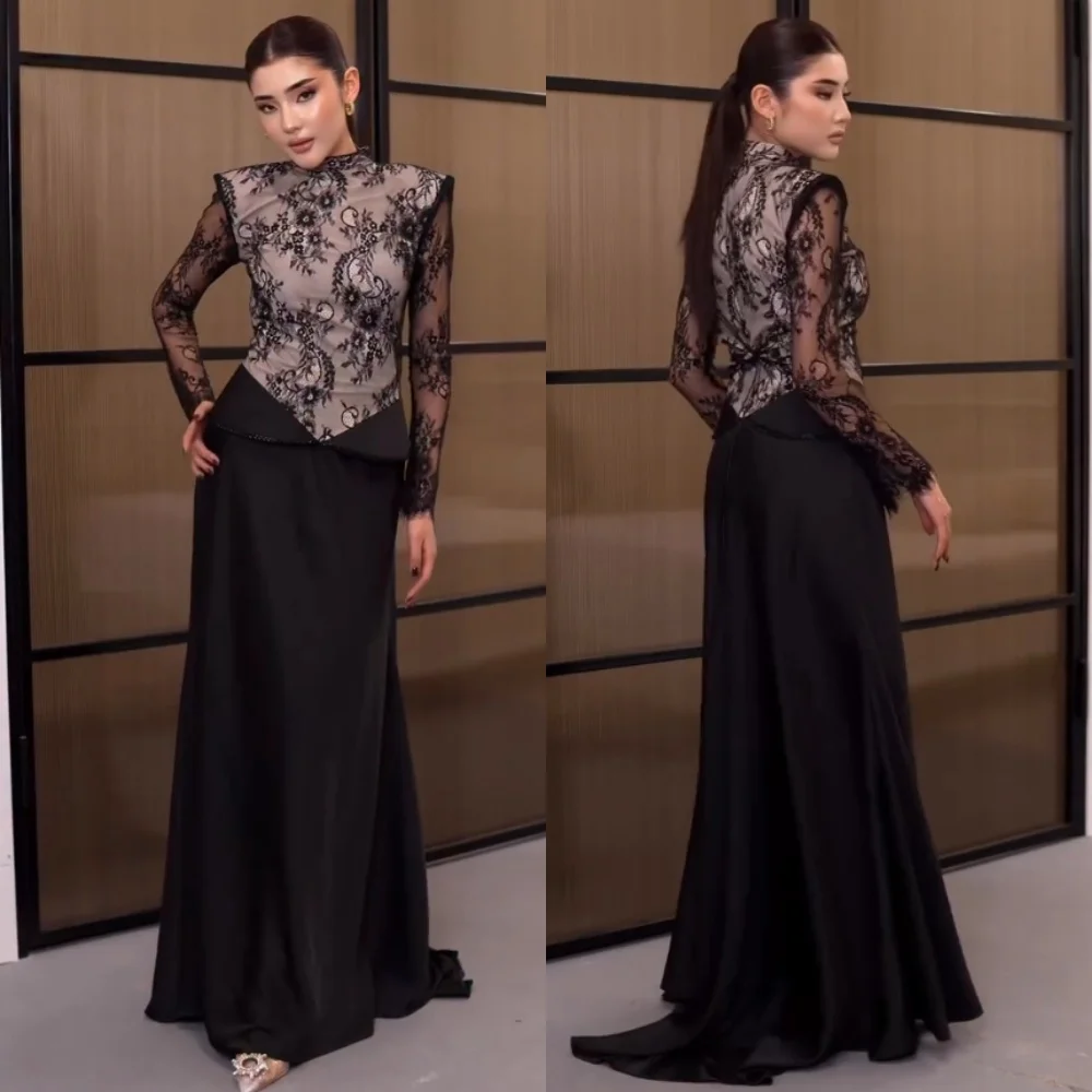 

Длинные платья трапециевидной формы из кружева Charmeuse с высоким воротником по индивидуальному заказу, женское элегантное вечернее свадебное простое вечернее платье на заказ