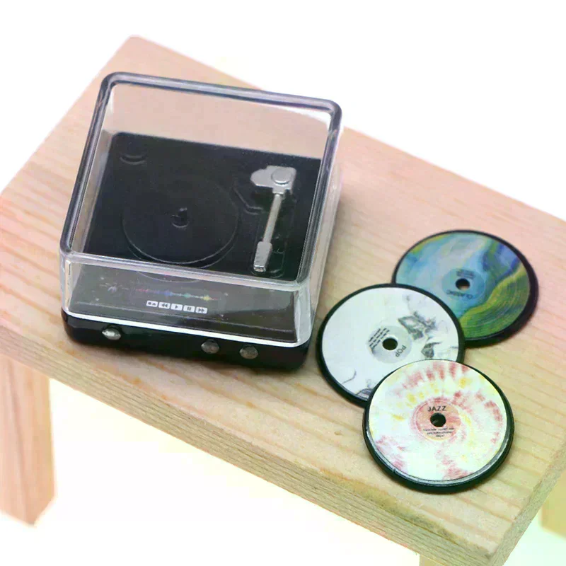 เครื่องเล่นซีดีจิ๋วสำหรับบ้านตุ๊กตา ขนาด 1:12 ของตกแต่งบ้าน ของเล่น อุปกรณ์เสริมบ้านตุ๊กตา