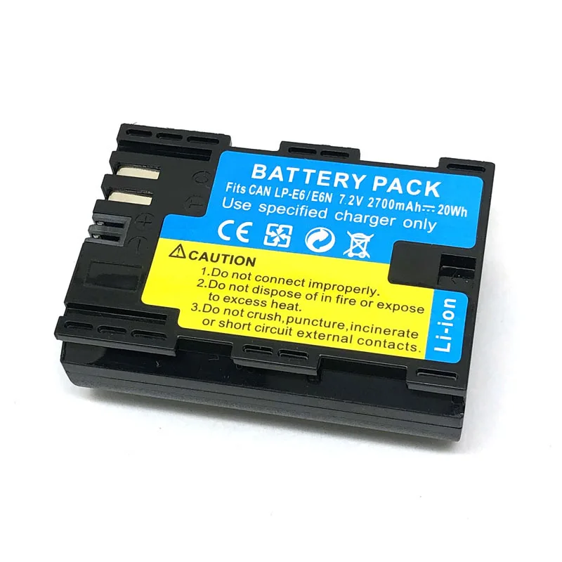 2700mAh LP-E6 LP-E6N Battery Charger For Canon EOS 5DS R 5D Mark II III IV 5D2 5D3 5D4 6D 60Da 7D 7D2 70D 80D 90D R5 R6