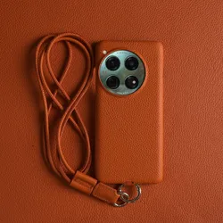 Luxury Cowhide Genuine Leather Case For Oneplus 13 Cover 12 10Pro 11R 9Pro 10T 12R Strap Crossbody Lanyard Phone Cover Coque