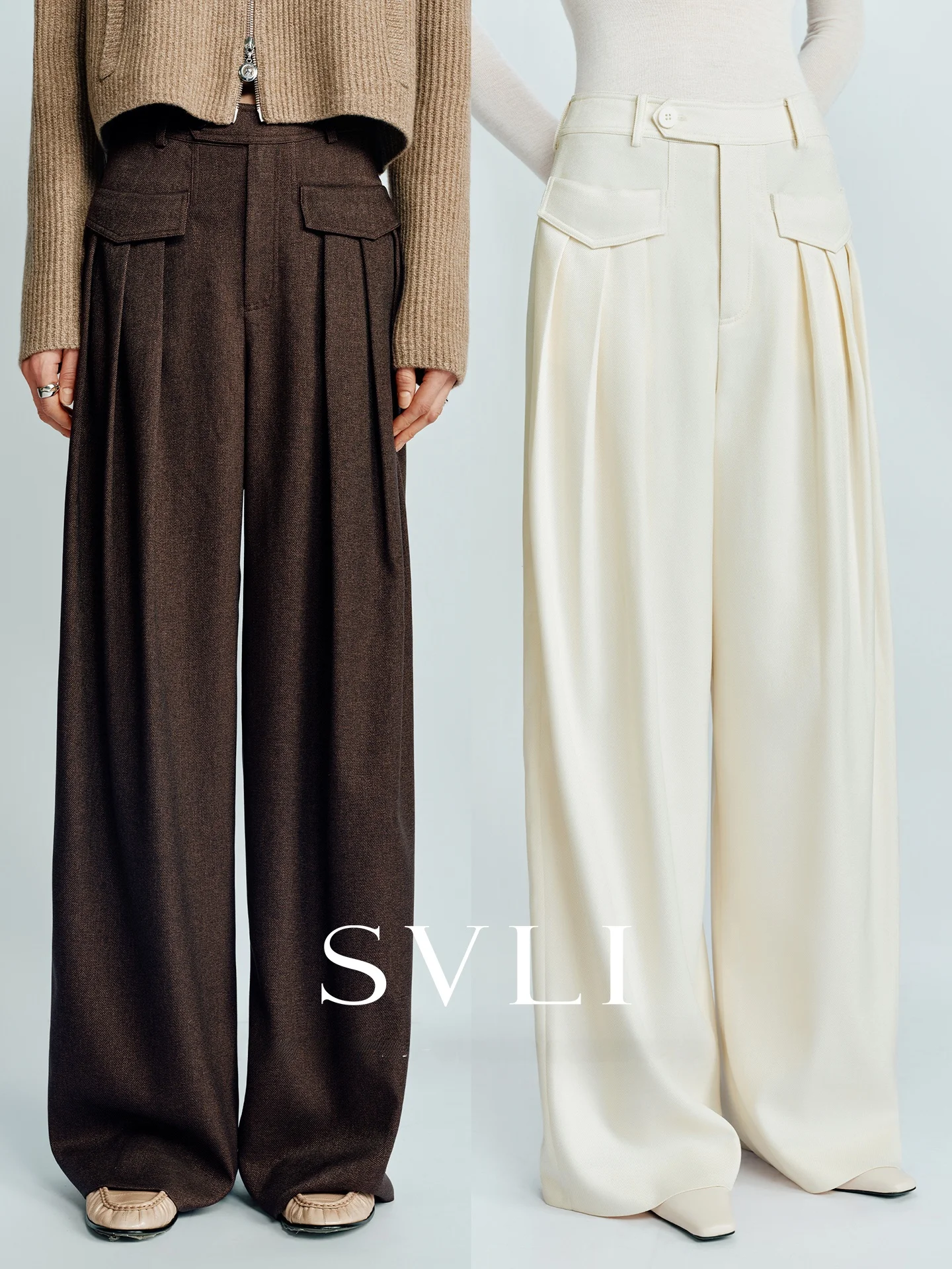 

SVLI Casual Wide Leg Pants Women's Loose Fit Trousers with Big kets Ele Drapey Crease Casual Sle Fem Pants