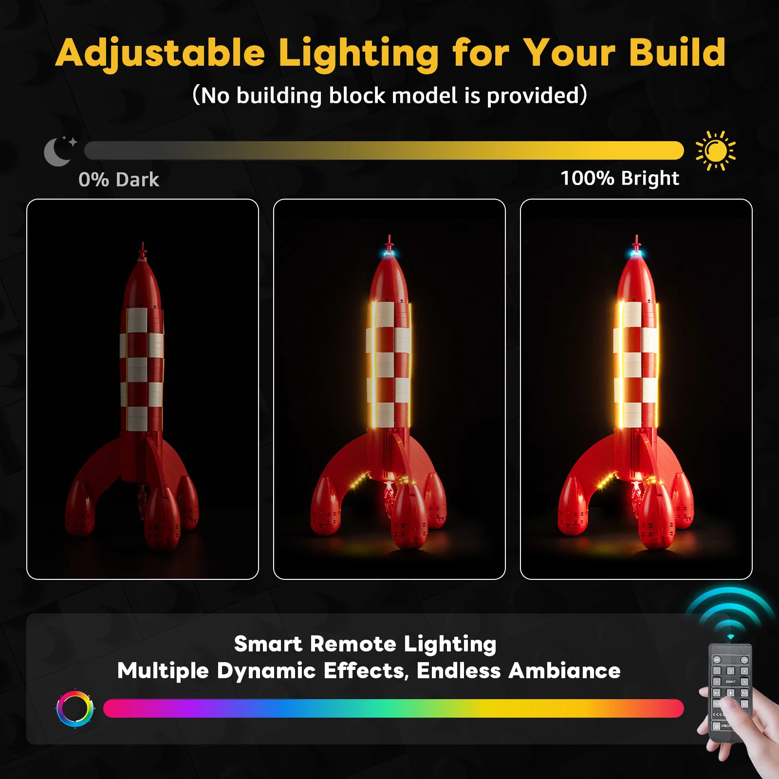 Kit de luces LED Kyglaring adecuado para Lego 21367 Tintin ®   Lámpara Decorativa de Bloques de Construcción de Cohetes Lunares (No Incluye Lego)