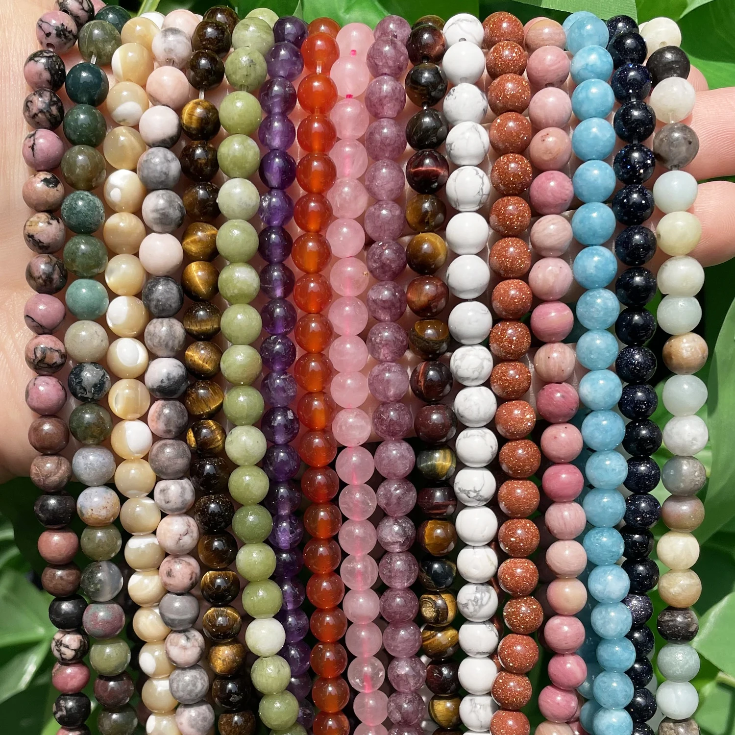 Perles rondes naturelles en œil de tigre, Amazonite, Agates, grenat, angélite, Quartz, lave, pour la fabrication de bijoux, accessoires pour bracelets, 15 pouces