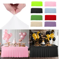 Spandex Rectangle Table Skirts 6ft Fitted Table Cover Wrinkle Resistant Cloth for Hotel Wedding Anniversary Party Decoration