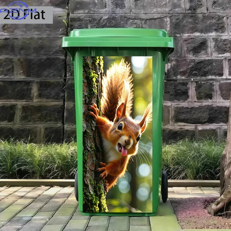 1pc of Trash Can Sticker, 37×82 Cm, Featuring a Squirrel Climbing a Tree with Its Tongue Out, Designed for Wall Decoration And
