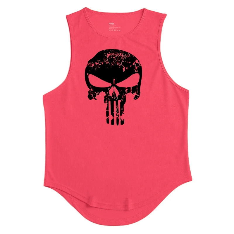 Men's Sleeveless Sports T-Shirt skull Quick Drying Breathable Tank Top For Running Training Marathon Fitness Vest