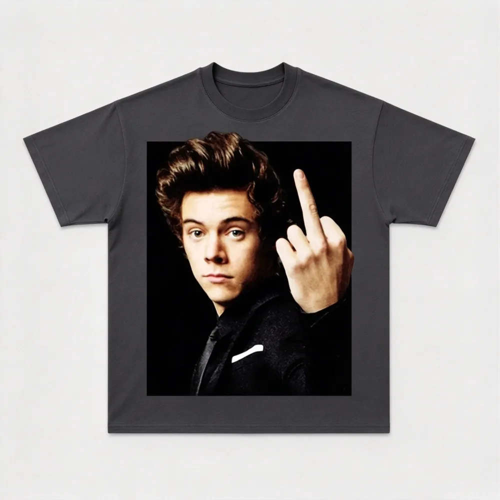 2026 New Unisex O-neck T-Shirt, Harry Styles Gesture Graphic Print Hip-hop Short Sleeve Fan Gift Streetwear Tee