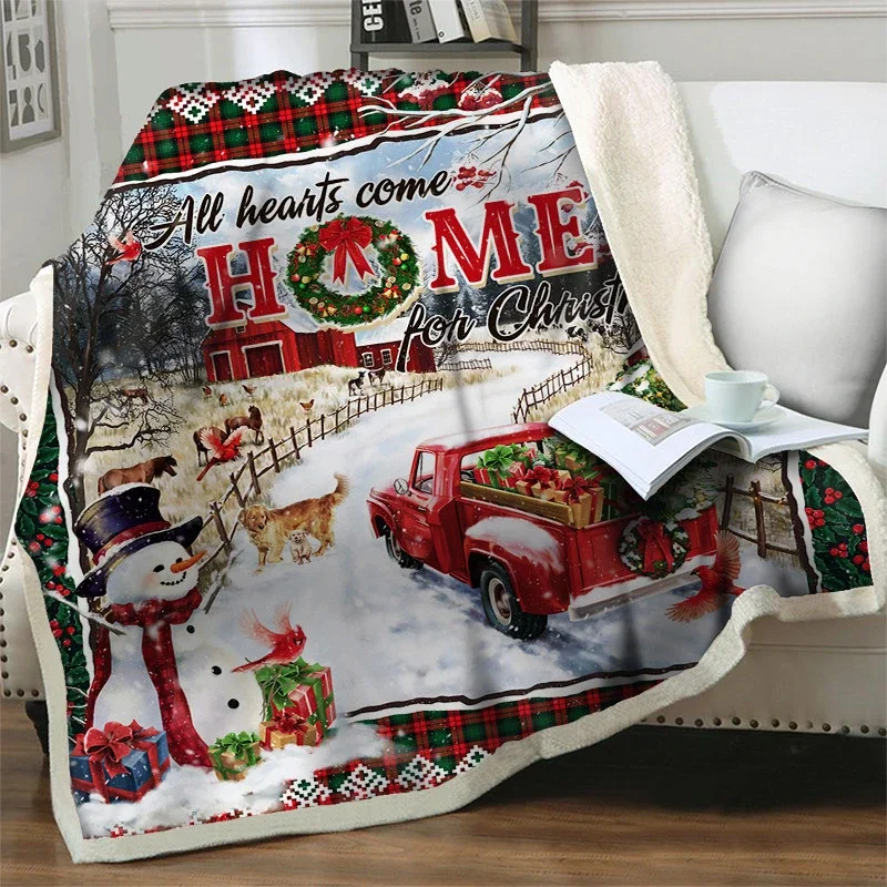 Plush Throw Blanket 3D Dreamlike Snowman Sherpa Blankets Adult New Year Gifts Christmas Travel Party Home Decoration Soft Quilts