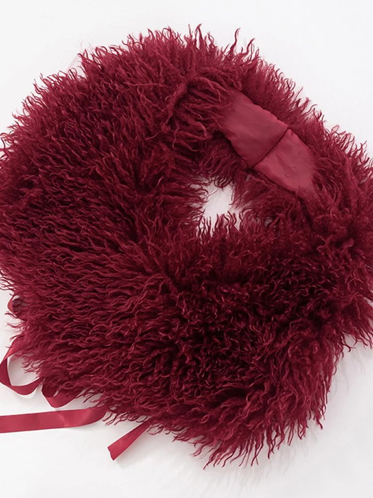 クリセシーン レディース ホルターネック Vネック タイバック クロップトップ レギンススーツセット ゴージャスな赤いファーリートラックスーツセット 2ピース クラブ衣装