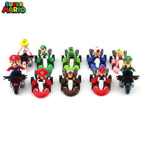 10pcs/6pcs Set Super Marios Bros Yoshi Luigi Wario Donkey Kong Figure Model Pull Back Car Anime Peripherals Ornaments Toys Gifts