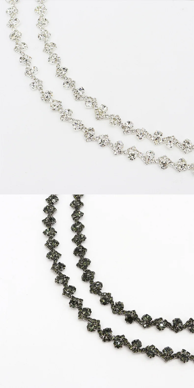 10 Yards Strass Kette Diamant Trim Fransen Kristall Kleidung Tasche Hut Zubehör DIY Hochzeit Dekoration Geschenk Strass Band – Detail 7