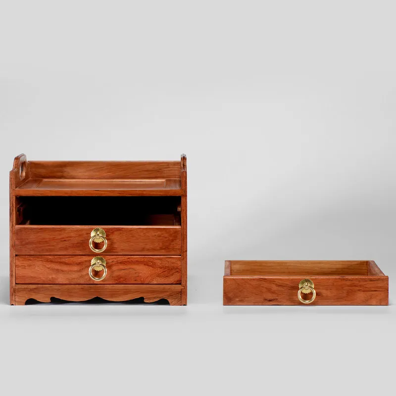 Multifunctional tea cabinet Three drawers Mahogany furniture Solid wood cabinet