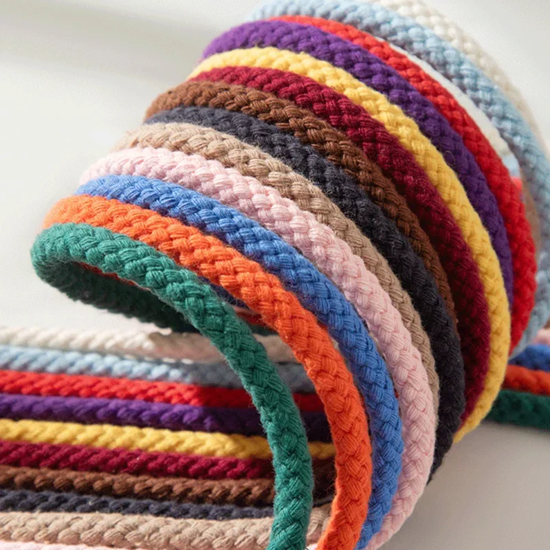 10/20/30/50Meters 5mm Colored Twisted Rope Hollow 8 Strand Cotton Cords Thread Woven Ropes Home Decoration Packaging Cord