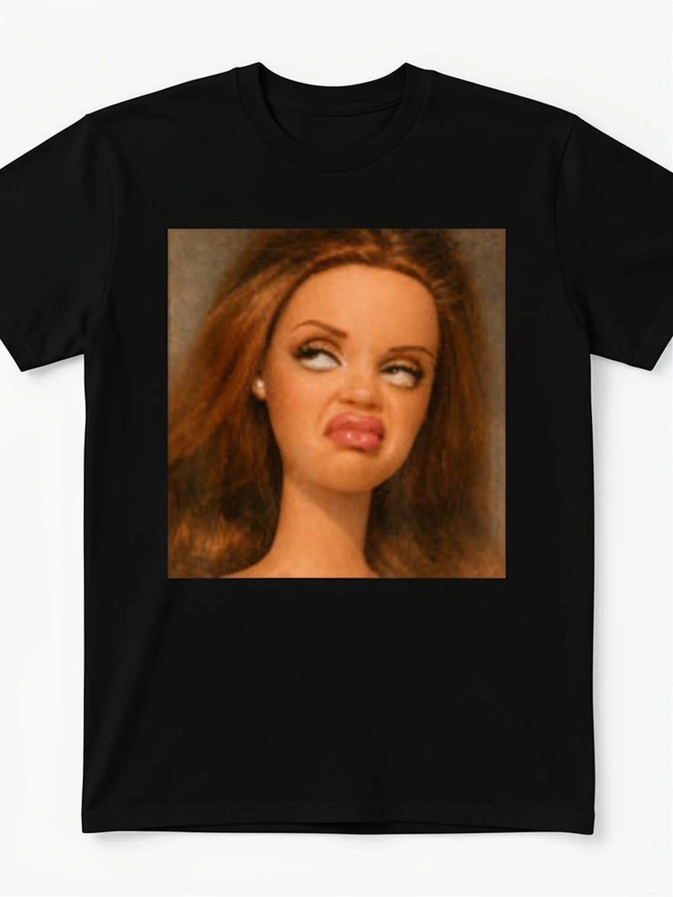 Disgusted Face Rolling Eyes Funny Disgusting T Shirt All-Season Black Casual Crew Neck T Shirt