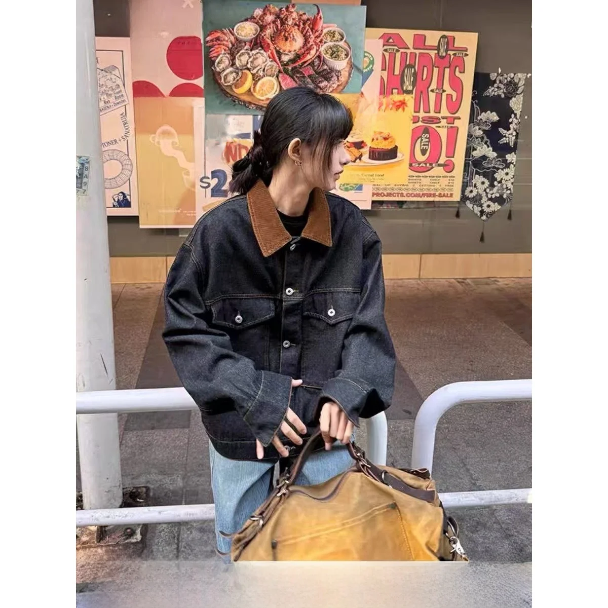 

Джинсовая куртка свободного кроя для женщин и мужчин, осень-зима, большие размеры 250, винтажная рабочая одежда Barn Sle, повседневная свободная BF Lazy ...