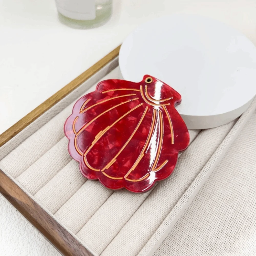 Travel Shell Shape Makeup Mirror Acetic Acid Folding Cosmetic Mirror Lightweight Handheld Small Mirror Women Girls