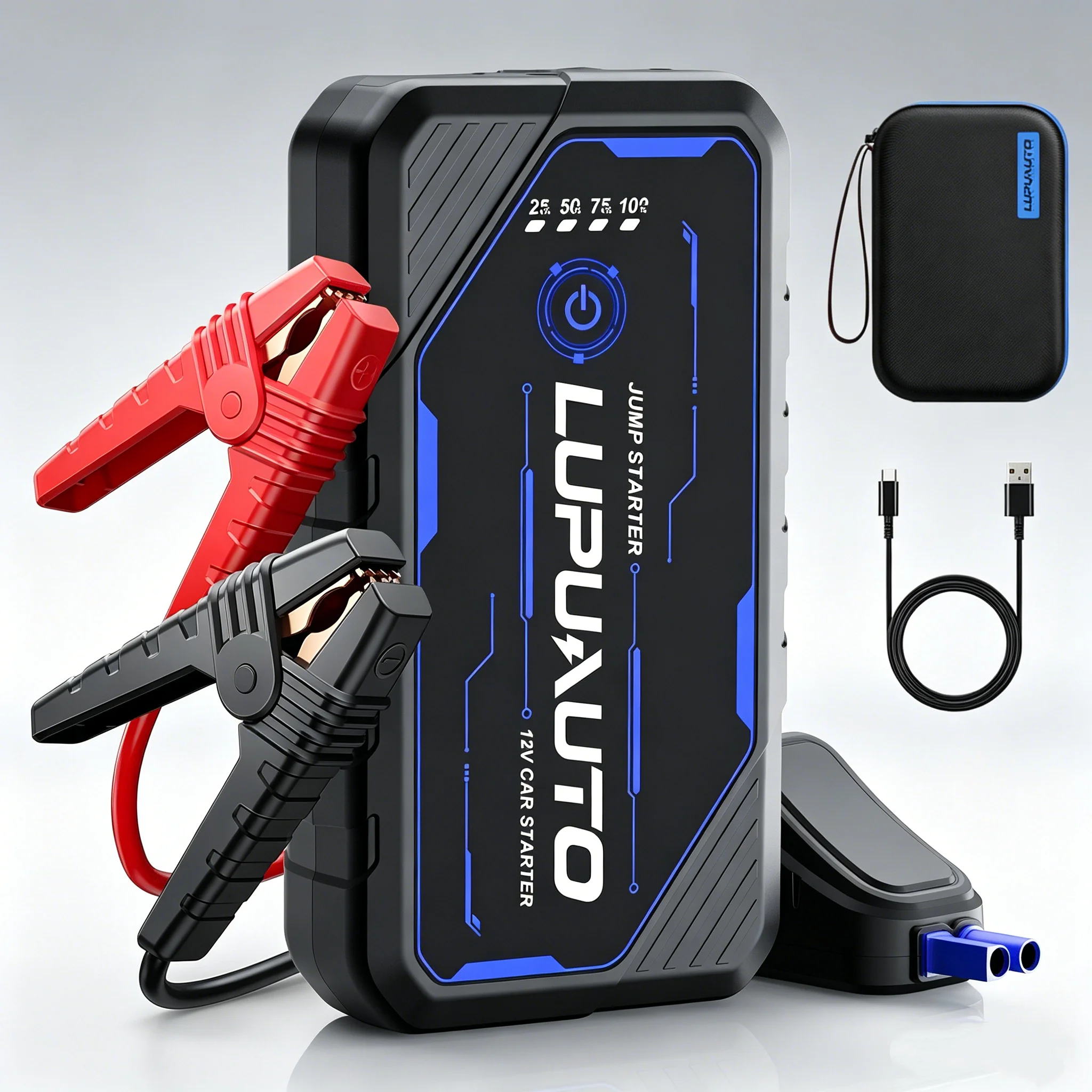 

4000A Car Jump Starter with Air Compressor Peak Auto Battery Booster Portable Power Bank 12V Auto Starting Device Petrol Diesel