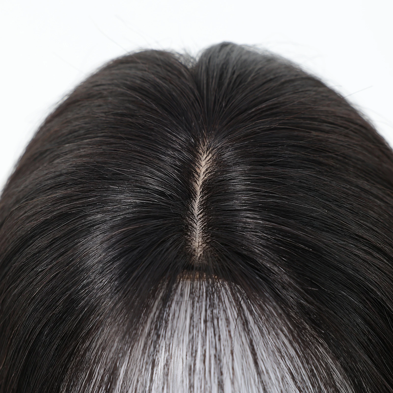 Rambut Asli Remy Hitam 10 Inci dengan Alas Sutra dan Poni, 3 Jepitan, untuk Wanita, Ekstensi Rambut Asli untuk Penggunaan Sehari-hari dan Pesta
