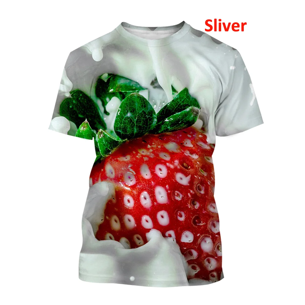 Summer fashion Fruit Strawberry 3D T Shirt Fun Realistic Food Strawberry printed tshirt Men Harajuku Round Neck Short Sleeve Top image 6