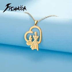 Mother Baby Daughter Necklace Family Chain Mom Heart Gift For Woman Men Girl Gold Color Pendant Stainless Steel Jewelry