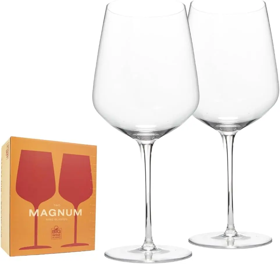Magnum Giant Wine Glass - Premium Crystal Wine Glasses Set of 2 - Fits Entire 750 ml Bottle