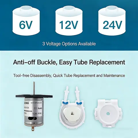 Micro Peristaltic Pump for Arduino DC 6V/12V/24V Dosing Pump Self-priming Water Ink Sampling Aquarium Lab Connector