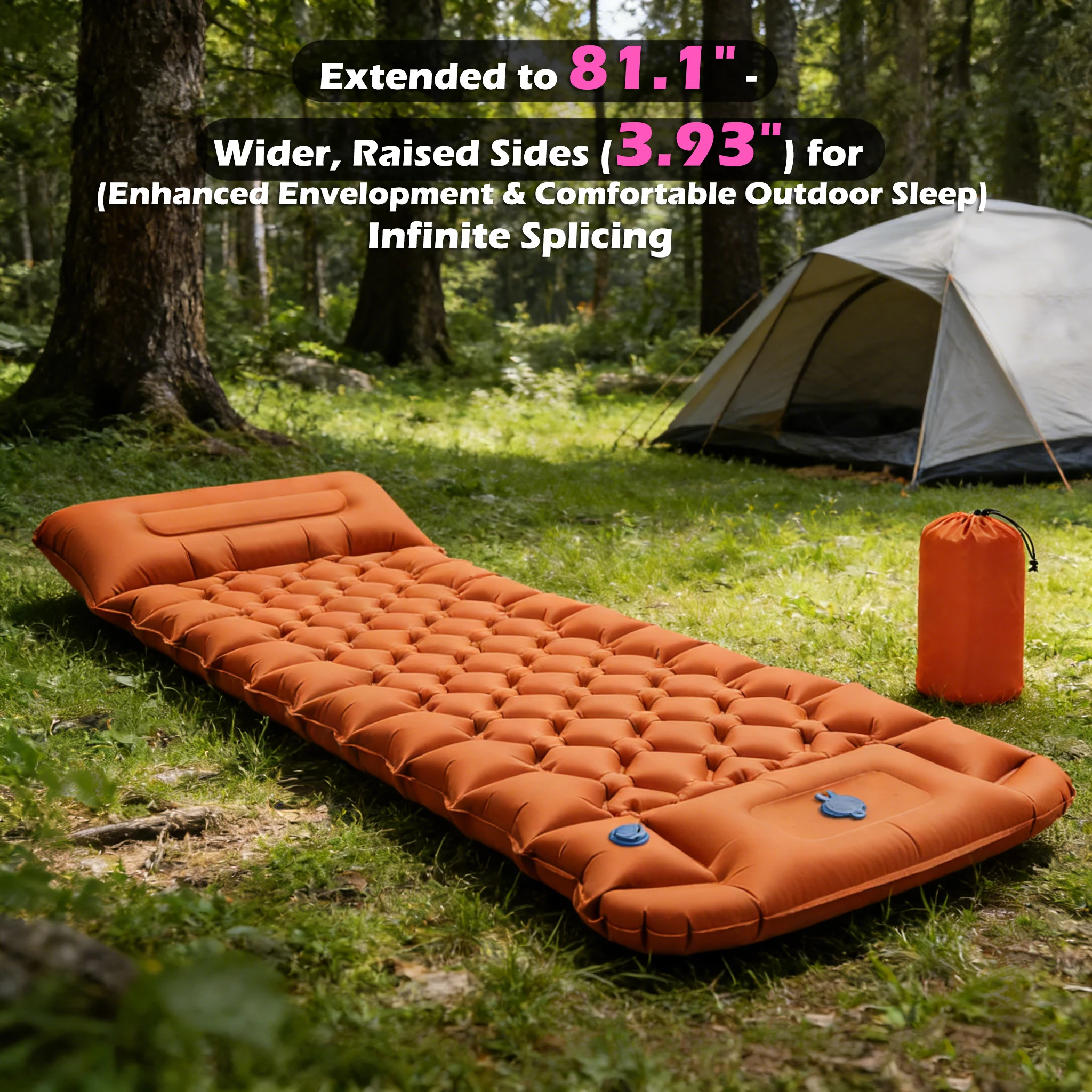 

2026 New Upgrade Thickened Extended 81.1" Splicable Inflatable Mattress - Portable & Comfortable for Home/Outdoor Use Campingmat