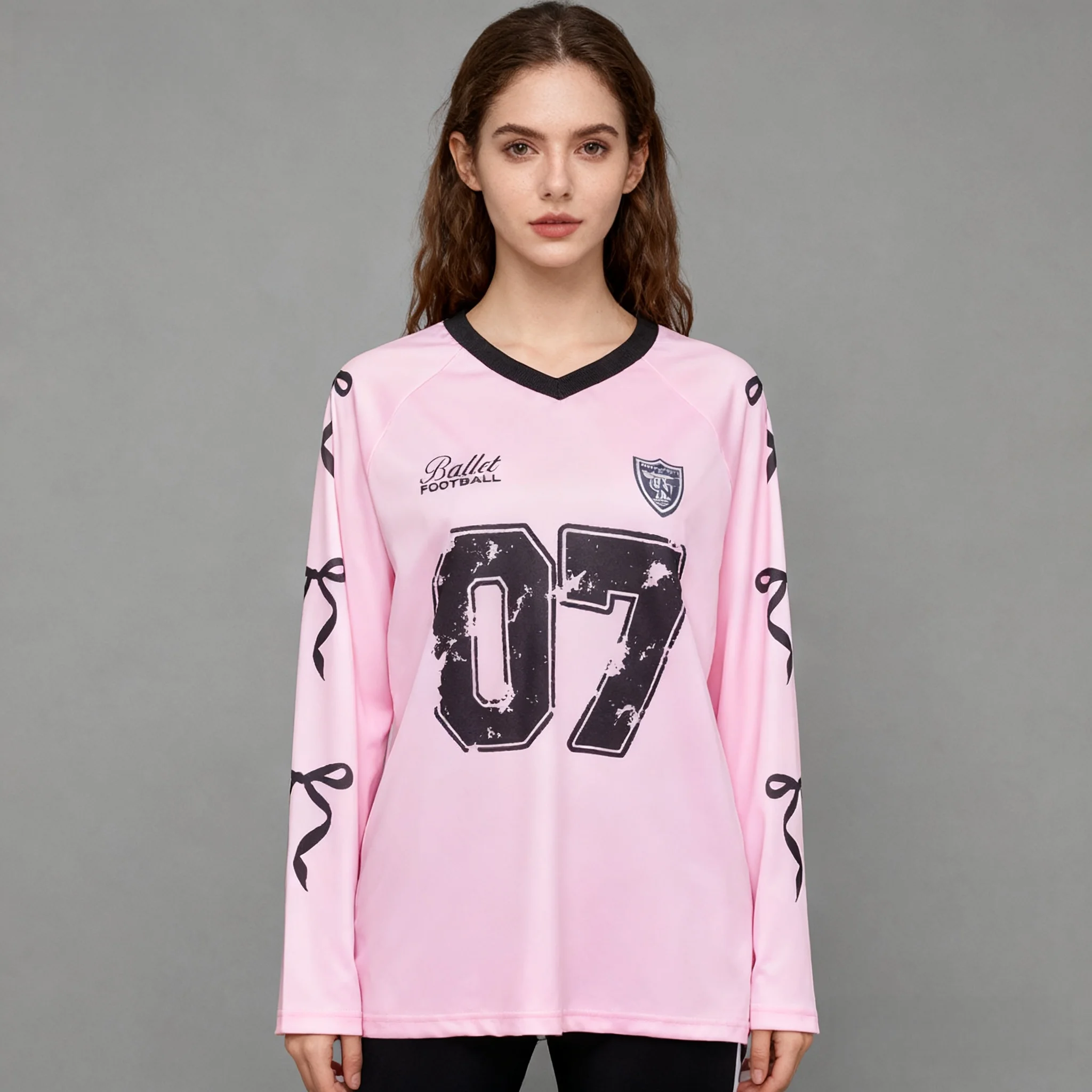 

Весенне-осенне-зимняя футболка с длинными рукавами, американская милая крутая женская футболка с кружевным бантом, уличный Y2K, ленивый стиль, 3D большой топ для взрослых