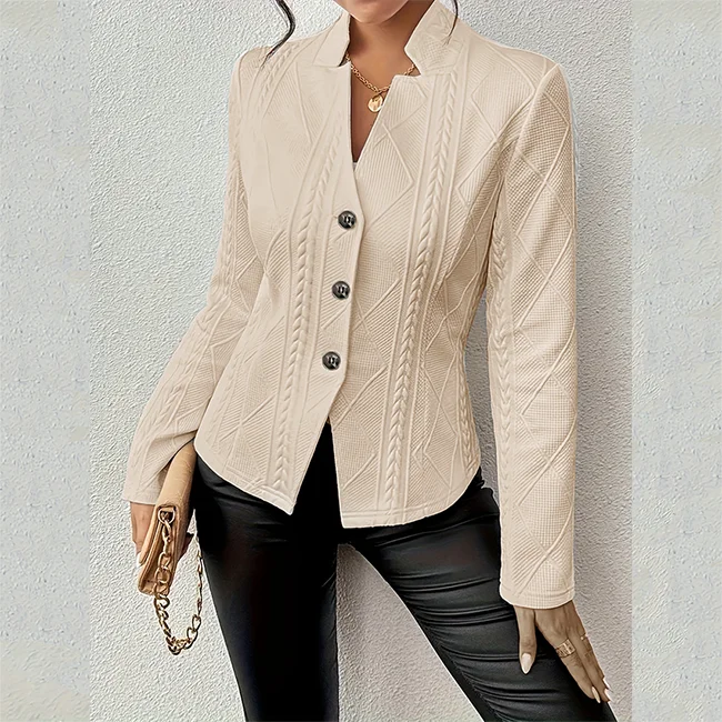 Frauen Blazer Jacke Anzug Mantel Einreiher Stehkragen Schlank Oberbekleidung Temperament Büro Dame 2025, Frühling Vintage Tops – Detail 13