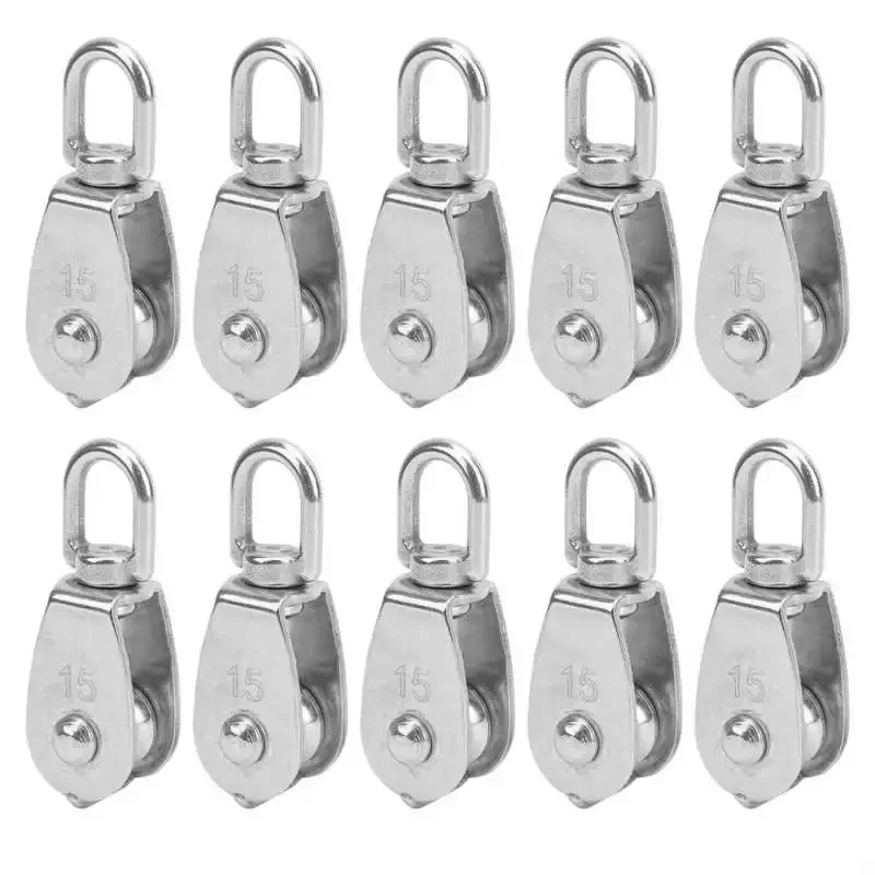 

10Pcs M15 Pulley Block 304 Stainless Steel Heavy Duty Traction Wheel Single/Double Wheel Lifting Rope Block Wholesale