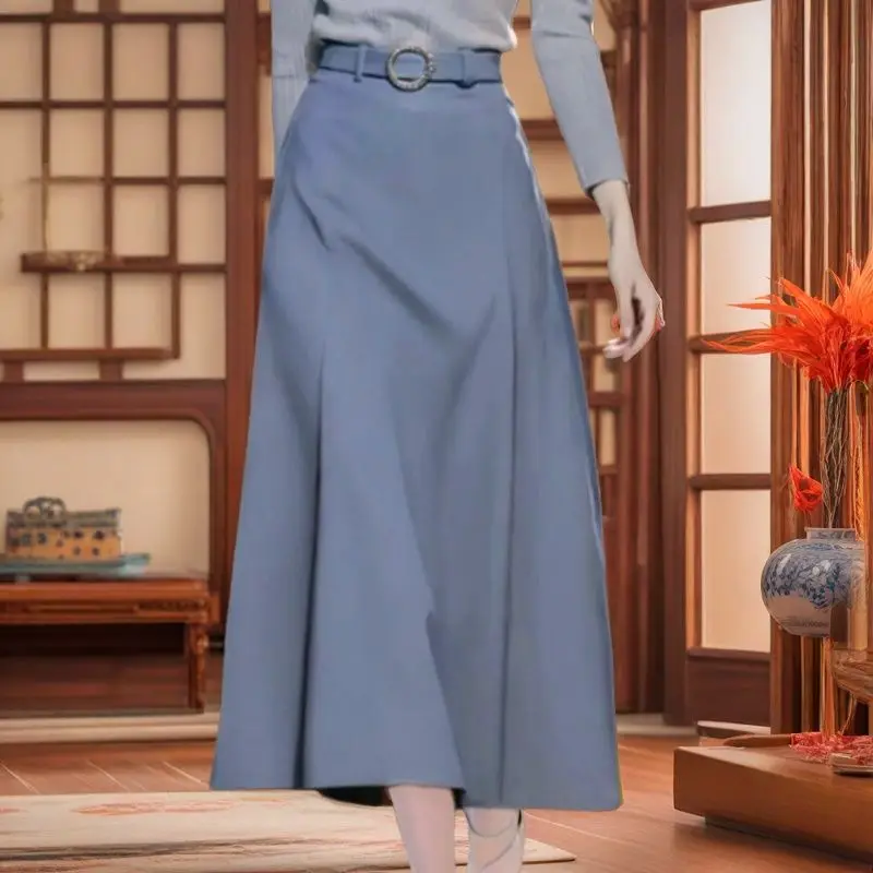 

High waist and thin 2025 autumn new French high-end design workplace ethnic style skirt korean fashion clothing