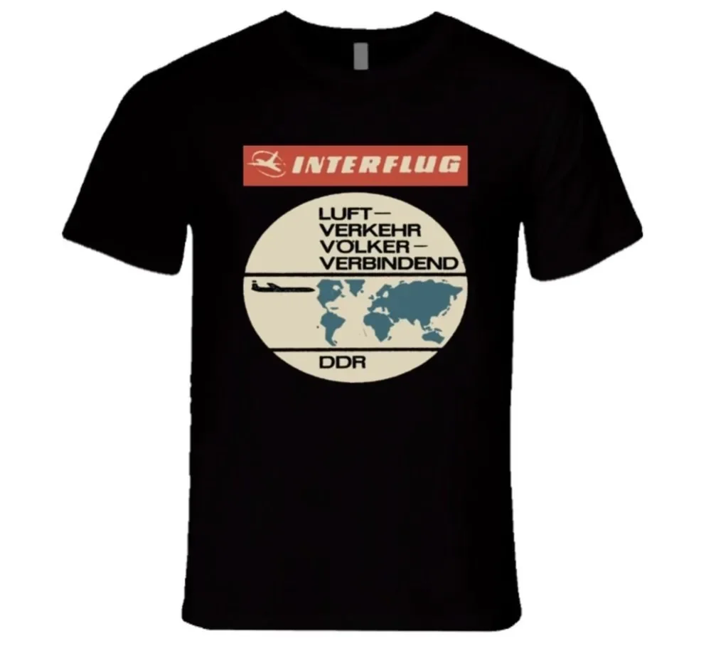 Gran oferta, camiseta informal de moda INTERFLUG EAST GERMAN AIRLINE LUFT VERKEHR VOLKER