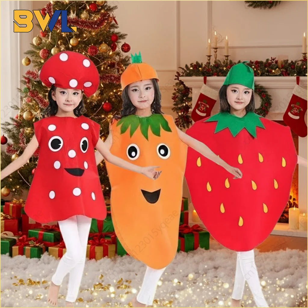 Fruit and Vegetable Performance Costume Parent Child Dance Outfit Christmas Party Stage Dress Up Holiday Decoration