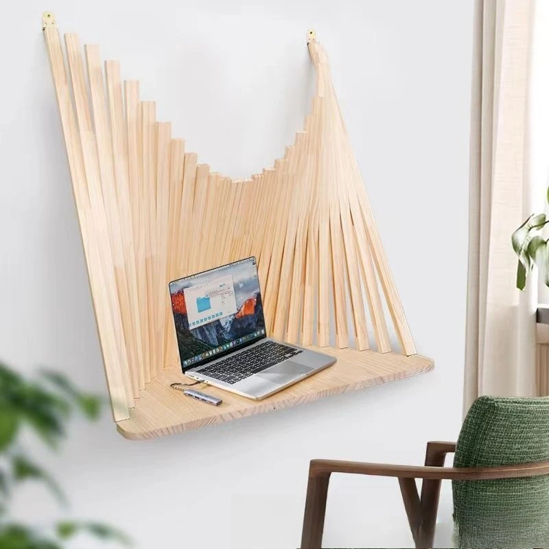 

Creative folding table Wall-mounted Internet celebrity Coffee table Solid wood decorative computer table Solid wood foldin