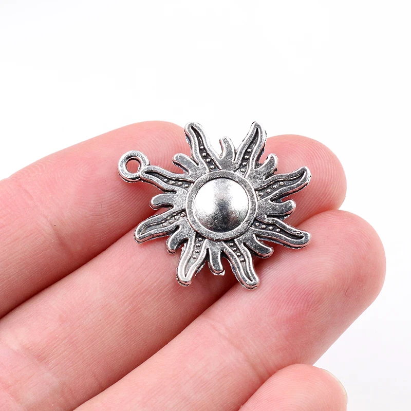 10pcs Charms Sun 28x24mm Antique charms,pendant fit,Vintage Tibetan Bronze Silver Color ,DIY For Bracelet Necklace