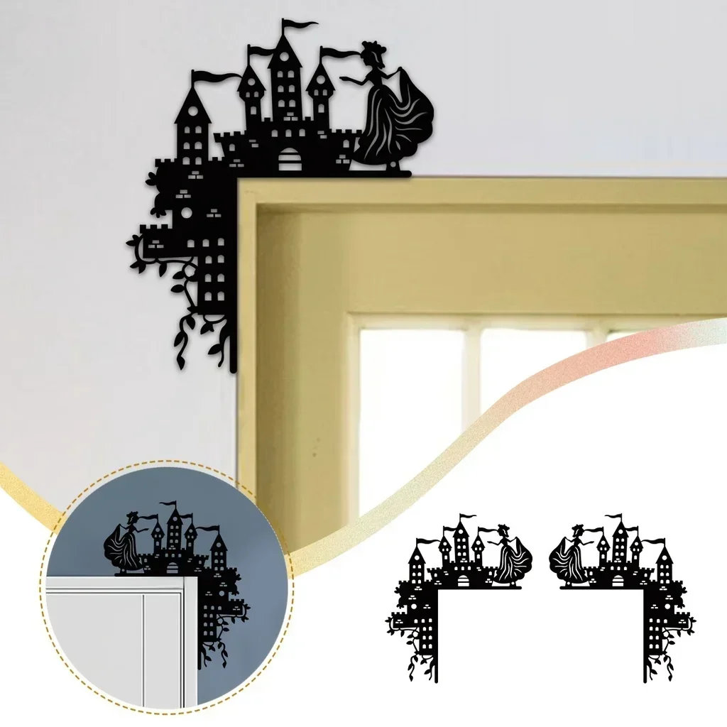 CIFBUY Deco zamek księżniczki strona główna dekoracyjne naklejki ścienne dekoracje narożników drzwi narożnik ramy drzwi metalowa dekoracja wisząca na ścianie