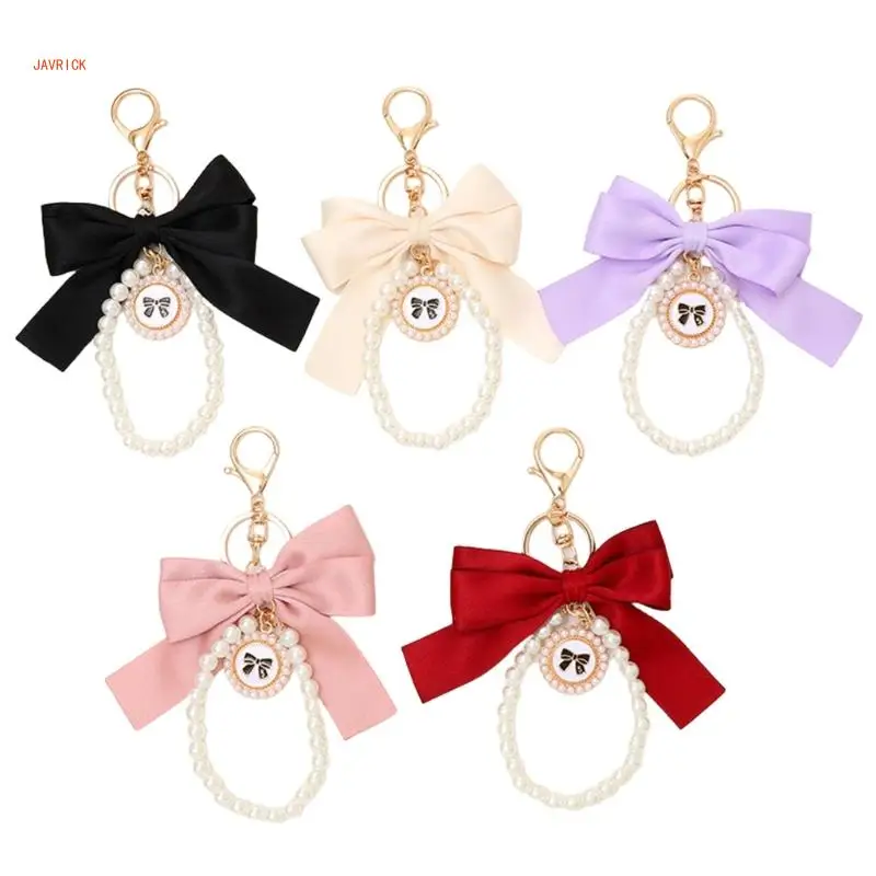 Fashion Pearls Bowknot Charm For Handbags Keychain Butterfly Knots Bag Pendant Keyring Elegant Purse Ornament