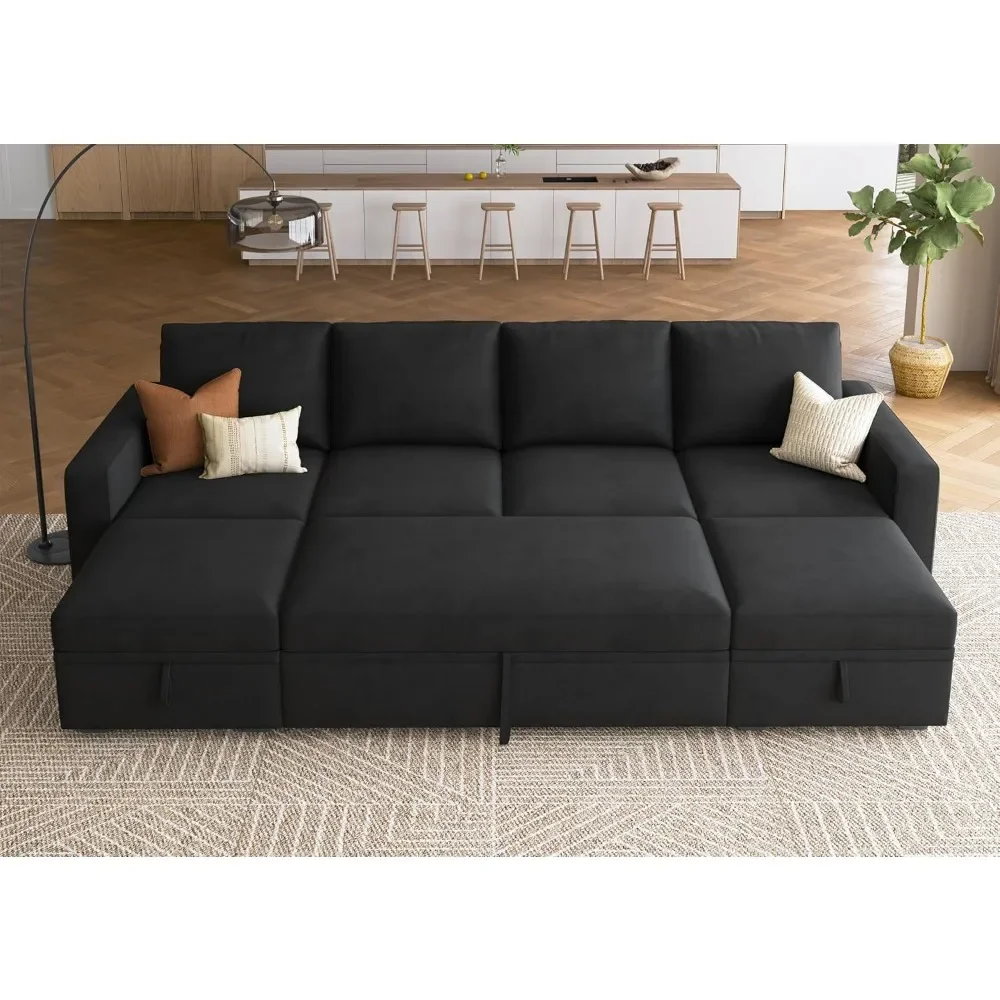 Modular sectional sofa bed with sectional sofa with pull-out bed U-shaped modular sofa with storage ottoman for living room