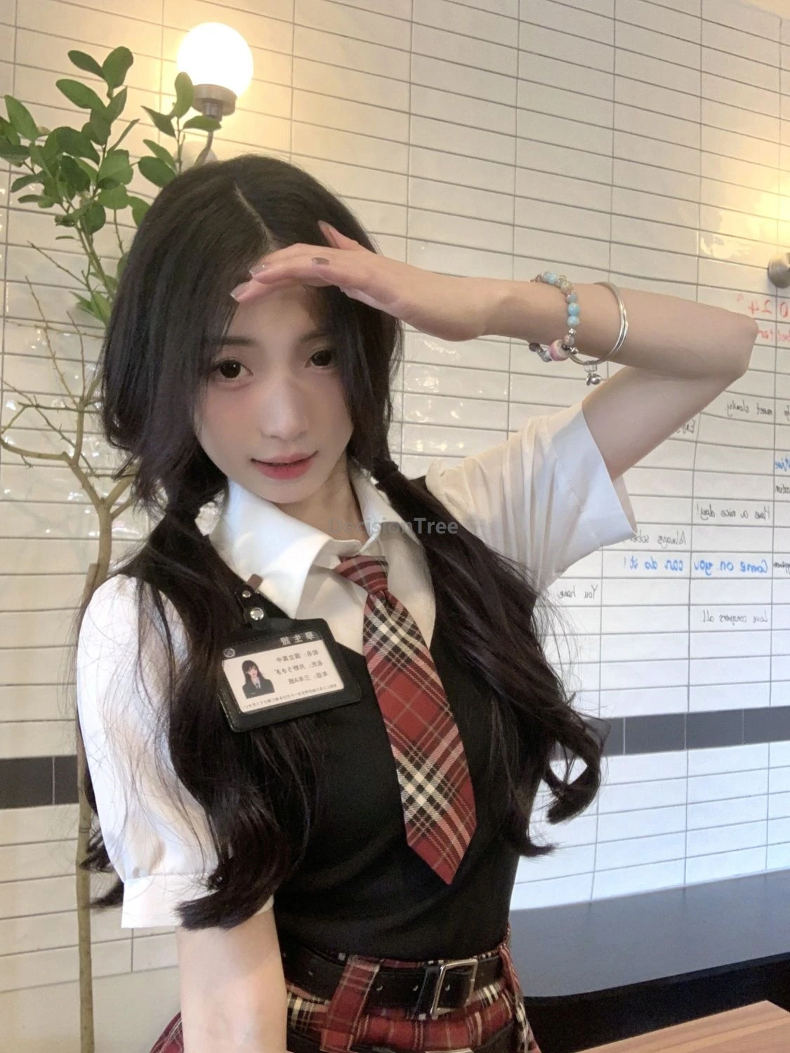 2025 dolce alla moda uniforme scolastica coreana autunno manica lunga camicia patchwork gonna scozzese stile accademia jk uniforme set da 2 pezzi