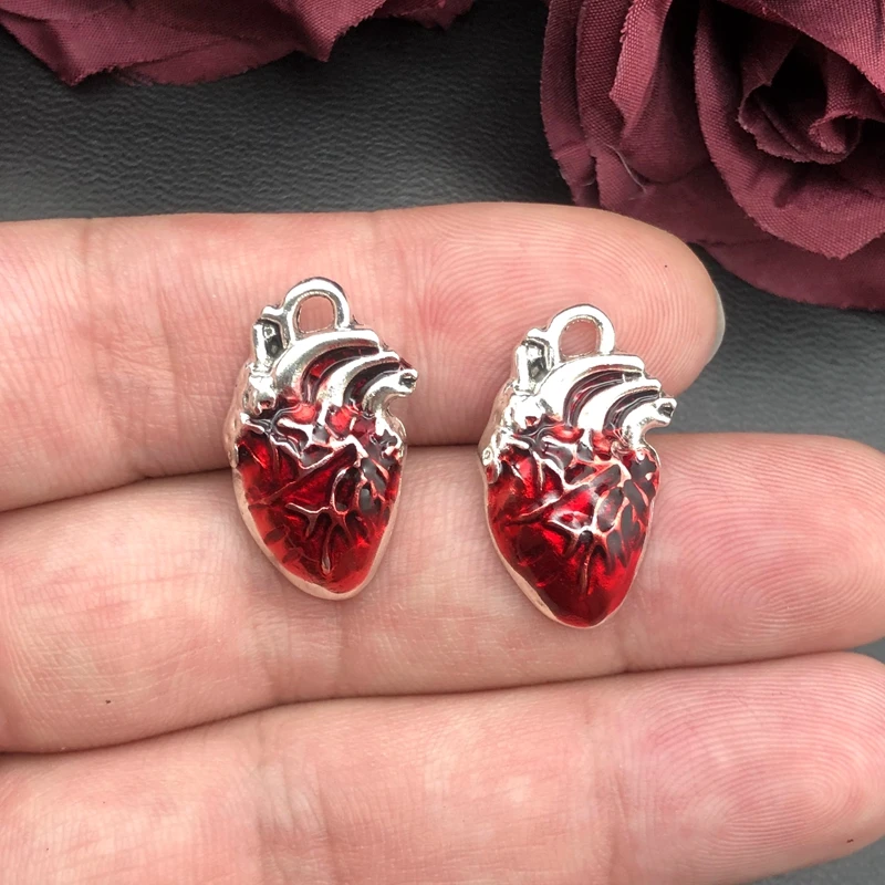 5 sztuk 25*14mm ludzkie serce organ Charms nauka medycyna anatomiczny wisiorek biologia biżuteria Finding.DIY. Charms do tworzenia biżuterii