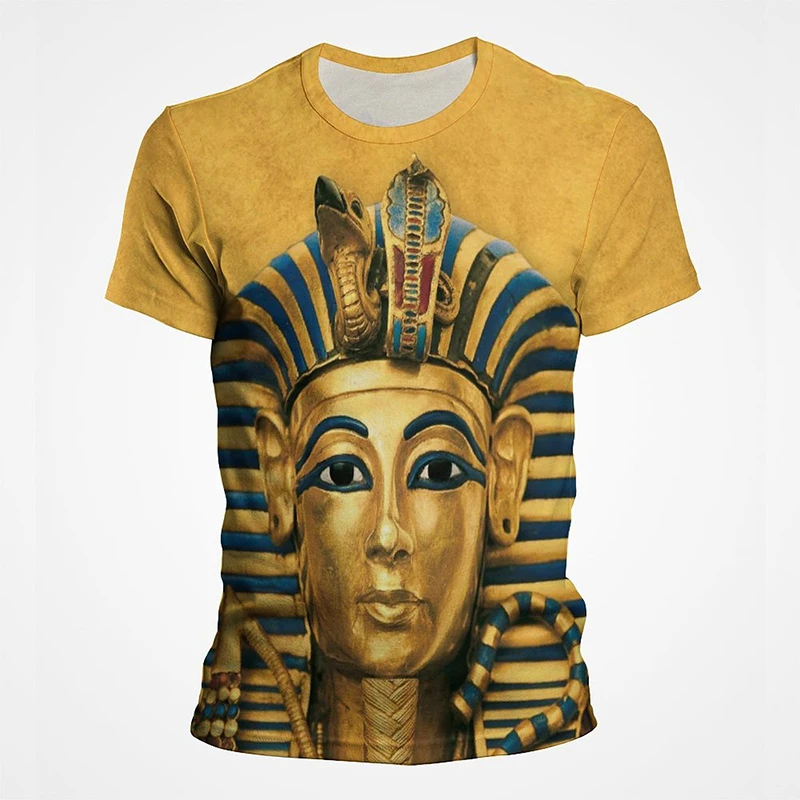 3d Print Egyptian Gods Pharaoh Graphic T Shirts Men Short Sleeve O Neck Tee Tops Plus Size Streetwear Tshirt Men Clothing